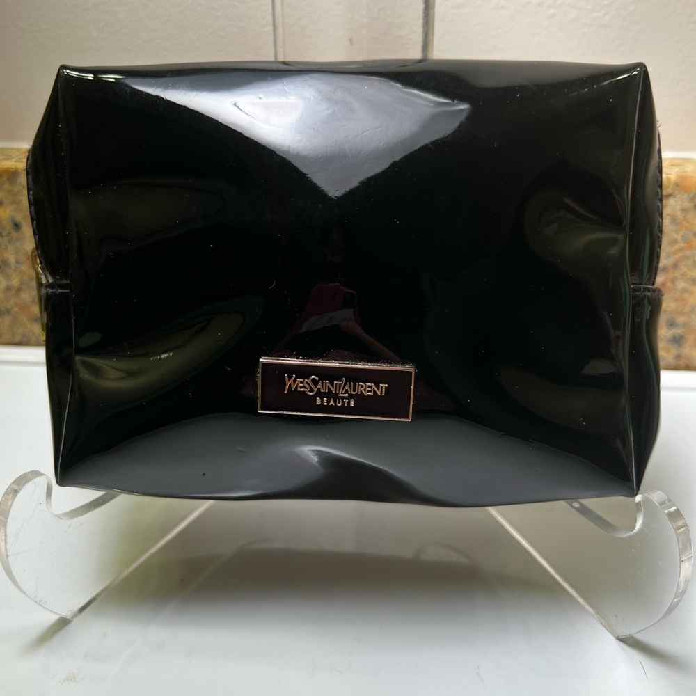 YSL Yves Saint Laurent Patent Black Makeup Coin Bag Purse NWOT